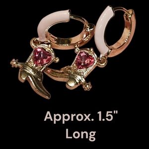 👢Betsey Detailed Cowgirl Boots with Spurs Huggie Hoop Earrings👢